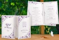 wedding photo - Printable Wedding Program Booklet - Download Instantly - EDITABLE TEXT -Chic Bouquet Foldover (Plum) (Microsoft Word Format)