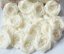 wedding photo - Bridal Flower Applique Wholesale Fabric Flower Rolled Rosette Flower Set of 50 diy bridal bouquet flowers