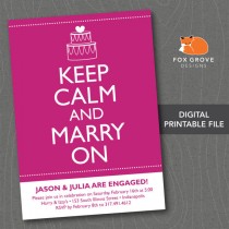 wedding photo - Printable Engagement Party Invitation "Keep Calm" / Customized Digital File (5x7) / Printing Services Available