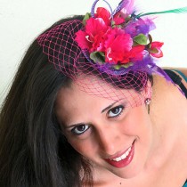 wedding photo - Fascinator -  Pink Purple Fascinator  Veil Flower Fascinator STAVVY PURPLE PINK