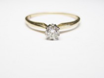 wedding photo - Vintage 14K Diamond Engagement Ring Size 8 .22 Carat Classic Exquisite Brand