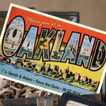 wedding photo - Vintage Large Letter Postcard Save the Date (Oakland, CA) - Design Fee