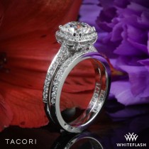 wedding photo - 18k White Gold Tacori 2620RD Dantela Crown Diamond Engagement Ring For 0.75ct Center