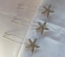 wedding photo - Bridal Starfish Hair Pin Wedding Starfish Hair Jewelry Starfish Hair Accessory Hairpins Set of 3