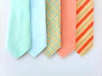 wedding photo - Mint tie for toddlers, boys mint tie, boys peach tie, ring bearer tie, boys wedding tie, boys neck tie, toddler neck tie, baby tie, kids tie