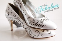 wedding photo - Damask Wedding Shoes, Scroll Hand Painted Wedding Shoe, Custom Hand painted High Heels