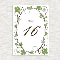 wedding photo - grape vine printable table numbers - printable file