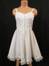 wedding photo - FAIRY TALE milkmaid peasant slip dress - white lace petticoat xs s
