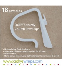 wedding photo - Doey's HEAVY DUTY Pew Clip secures heavy 5 lb. pew decorations. Mason jars, bows, tulle, kissing balls, pomanders, aisle markers. Set of 18