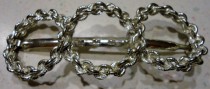 wedding photo - Vintage 1960 Silver Tone Barrette Chain Links Accessories Hair Decorations Three Circles Of Love Wedding Heavy Metal