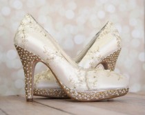 wedding photo - Wedding Shoes -- Ivory Platform Wedding Heels