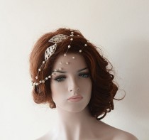 wedding photo -  Bridal Hair Accessories, Rhinestone and Pearl Headband, Wedding hair Accessory, Hair Wrap Headband