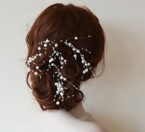 wedding photo -  Pearl Wedding Hair pins Clips, Bridal Pearl Hair pins Clips, 4 ivory Pearl Hair pins, Wedding Hair Accessories for Bridesmaids