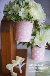 wedding photo - Pew Clip Vase Pew Decorations, Wedding Ceremony Aisle Flower Vases, Pew Cone, Aisle Marker, Centerpiece - Damask, Polka Dot, Chevron Pattern