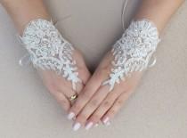 wedding photo - Ivory Wedding Glove, ivory lace gloves, glove Fingerless Glove