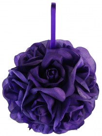 wedding photo - Garden Rose Kissing Ball - Purple - 6 inch Pomander