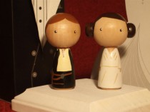 wedding photo - Star Wars Kokeshi Star Wars Wedding Cake Topper Kokeshi Princess Leia and Han Solo Peg Doll