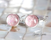 wedding photo - Glitter Earrings, Pink Sparkles Confetti Glitter Sparkly Earrings, Lever back earrings, Wedding jewelry, Bridal Party jewelry