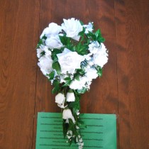 wedding photo - J401 Wedding Bouquet with Greenery - white with green - approx. 16” x 9” - 1 pkg