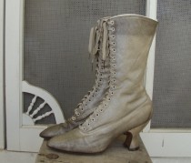 wedding photo - Edwardian Boots- French Louis Heel- Metallic Silver Fabric- 1910's- Antique Wedding Shoes in Silver & Gold