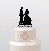 wedding photo - Traditional Last Name Wedding Cake Toppers with Date, Personalized Wedding Cake Topper, Custom Mr and Mrs Wedding Cake Toppers