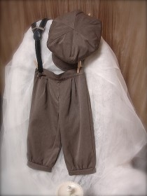 wedding photo - RESERVED for DK      Dk Taupe knickers, Size 1-3yrs or 4-6yrslittle boys knicker pants and beret hat