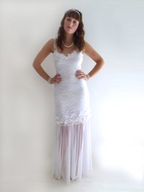 wedding photo - lace wedding dress-wedding dress /lace fishtail wedding dress/ mermaid style wedding dress  :MARINDA Lace Flapper Dress