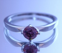wedding photo - Genuine Alexandrite and Titanium solitaire ring - engagement ring - wedding ring