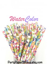wedding photo - Paper Straws "Watercolor” Paper Straws Bouquet of Straws Mason Jar Straws  Fast Shipping Choose 25, 50 or 75 Paper Straws