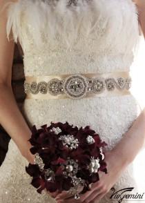 wedding photo - Bridal sash, rhinestones and pearl sash, wedding sash, jeweled sash belt, wedding sash, crystal sash, rhinestone sash, sash