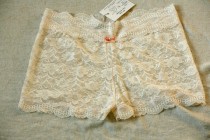 wedding photo - White cream rose lace see trough panties