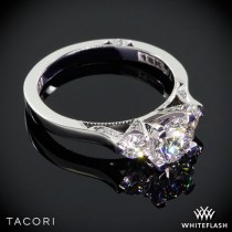 wedding photo - 18k White Gold Tacori 2623RD Dantela Three Stone Engagement Ring