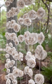 wedding photo - Curtain Of 12 Garlands - Paper Flowers Roses Garland Backdrop From Vintage Book Pages Photo Prop Eco Wedding Garland Paper Flowers Backdrop