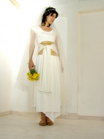 wedding photo - White maxi wedding dress-Maxi wrap wedding gown dress-Maxi white dress set-Ethnic dress--Made to order