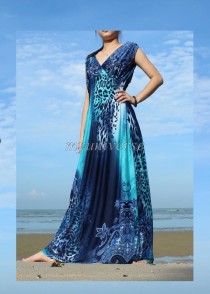 wedding photo - Plus Sizes Clothing Blue Maxi Dress Women Long Dress Prom Dress Bridesmaid Dress Leopard