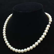 wedding photo -  16 Inches Genuine Pearl Necklace, AA  Pearl Necklace, Genuine Pearl Necklace, Free 7mm AAA Pearl Studs from ADARNA GALLERY