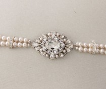 wedding photo -  Wedding Bracelet, Bridal Bracelet, Pearl Bracelet, Swarovski Pearls, Rhinestone Bracelet, Crystal Bracelet, Vintage Style - MARLENA