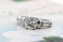 wedding photo -  SALE Antique Engagement Ring | Art Deco Ring | Vintage Diamond Ring | 18k White Gold Ring | 1920s Wedding Ring | Filigree Ring | Size 5