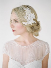 wedding photo -  LEILA Birdcage Veil with Lace Combs