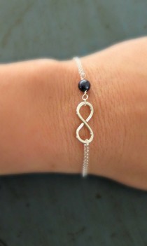 wedding photo -  Sterling Silver Infinity Swarovski Pearl Bracelet bridesmaid jewelry Mother of the Bride gift
