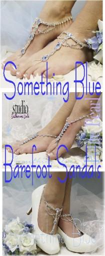wedding photo -  Something blue wedding barefoot sandal ideas