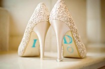 wedding photo -  BLUE "I Do" Wedding Shoe Rhinestone Applique