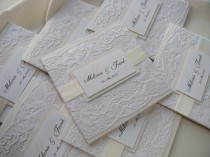 wedding photo -  Wedding Invitation, Lace Wedding Invitation, White Invitations | JRTDaisy - Wedding on ArtFire