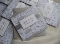 wedding photo -  Wedding Invitations, Lace Wedding Invitations Rustic invitations, Grey 