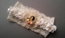 wedding photo -  bridal garter , rustic garter, rustic wedding garter, ivory lace garter, wedding leg garter, pearl and lace , ribbon rose garter,