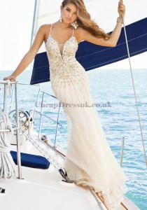 wedding photo -  trumpet chiffon criss cross spaghetti straps modern prom dress - Cheap-dressuk.co.uk