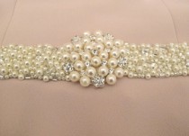 wedding photo -  Pearl Jeweled Sashes Hand Beaded Bridal Belt Rhinestones crystal beads Ivory