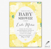 wedding photo -  Yellow Baby Shower Invitation - Printed or Printable, Daffodil Wedding Bridal Brunch Floral Whimsical Easter Sprinkle Sunny Spring - #058