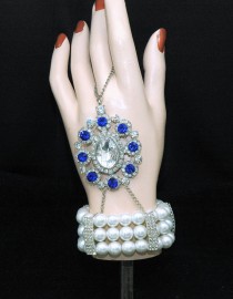 wedding photo -  1920s Royal Blue Bracelet, Bridal Something Blue Bracelet, The Great Gatsby Bracelet, Art Deco Crystal Cuff
