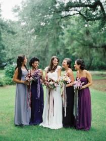 wedding photo -  Plum bridesmaids